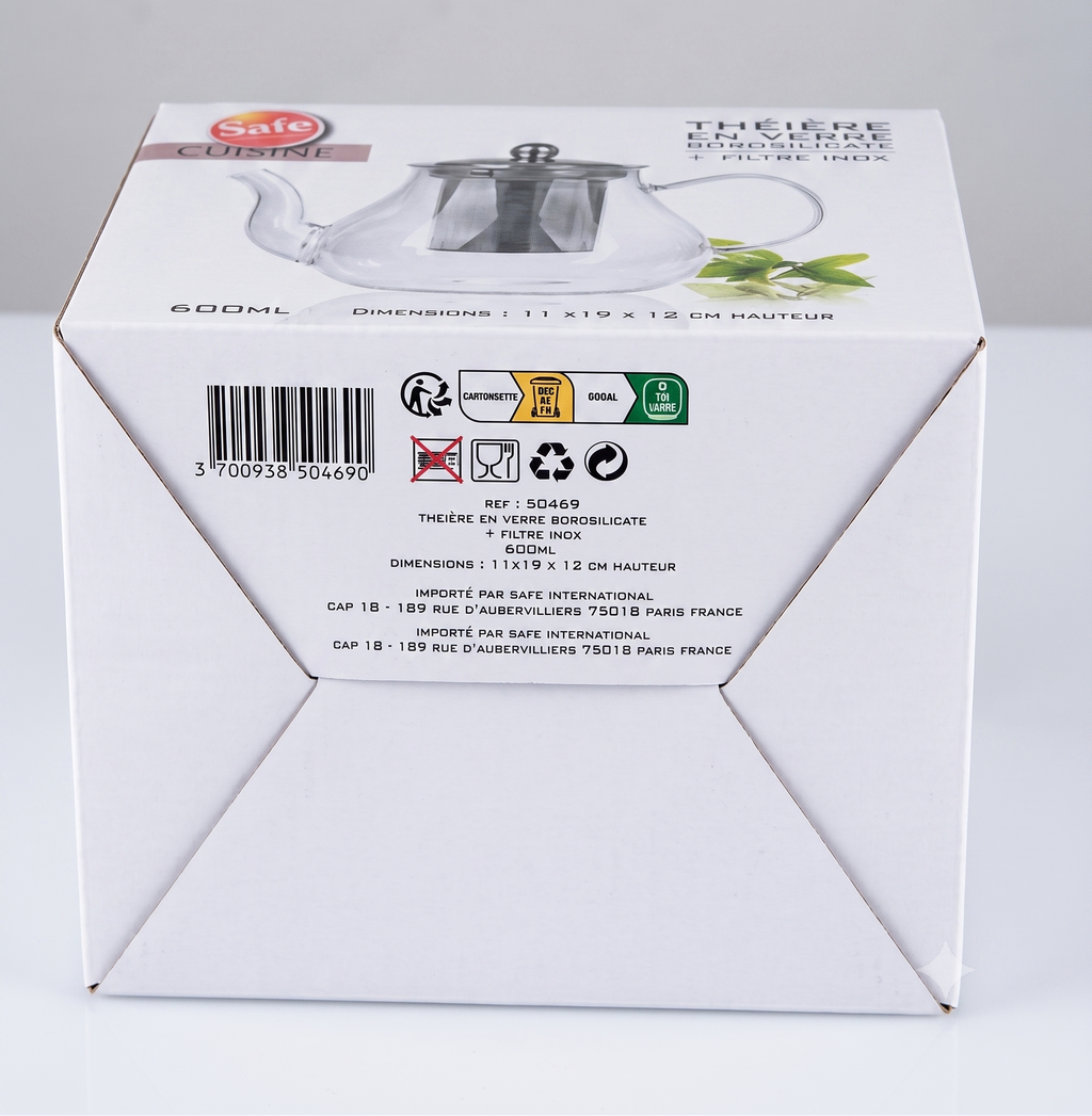Théière en Verre Borosilicate + Filtre Inox 600ml