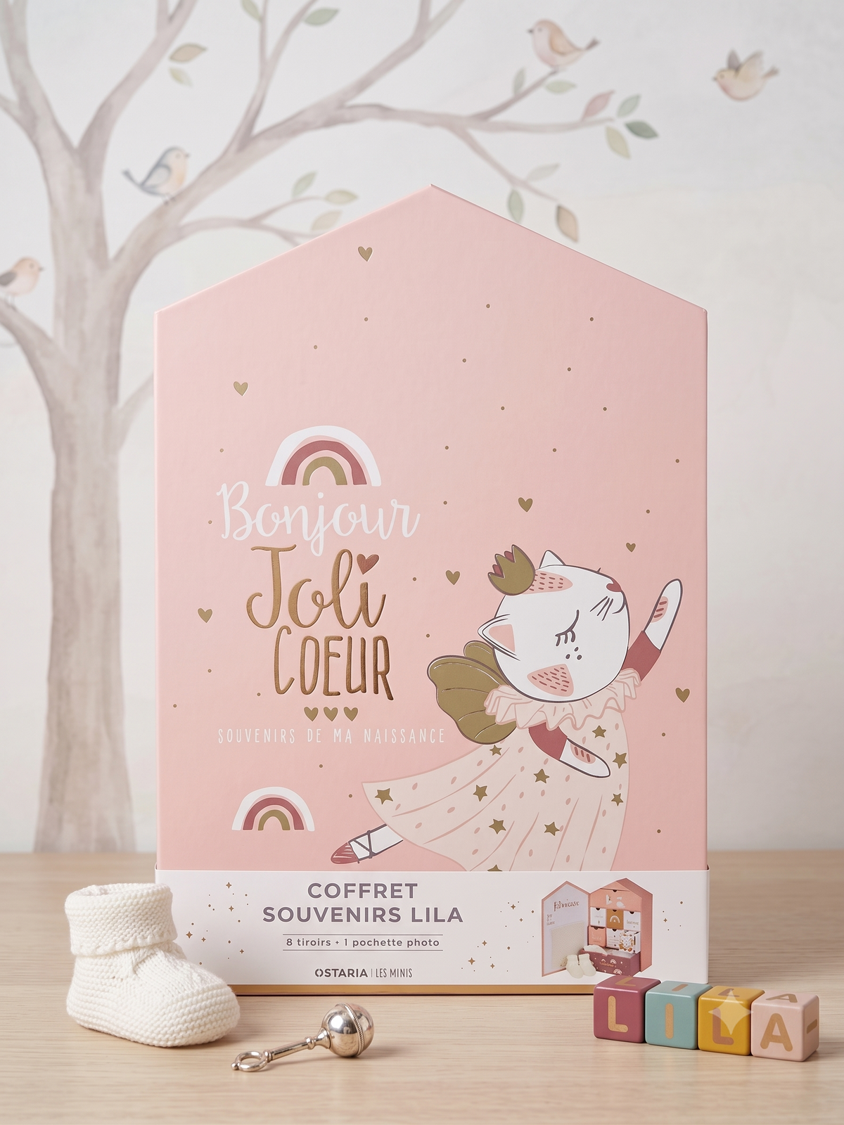 Boîte Souvenirs Bébé 6 Tiroirs – Cadeau Naissance Bohème Chic