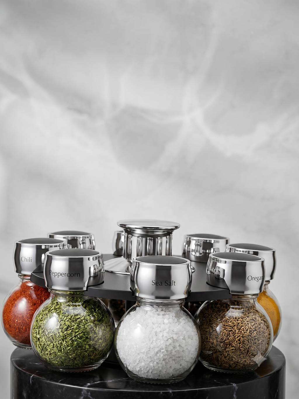 Carrousel à épices rotatif 8 pots, design pratique et élégant. Idéal pour organiser votre cuisine. Livraison rapide.