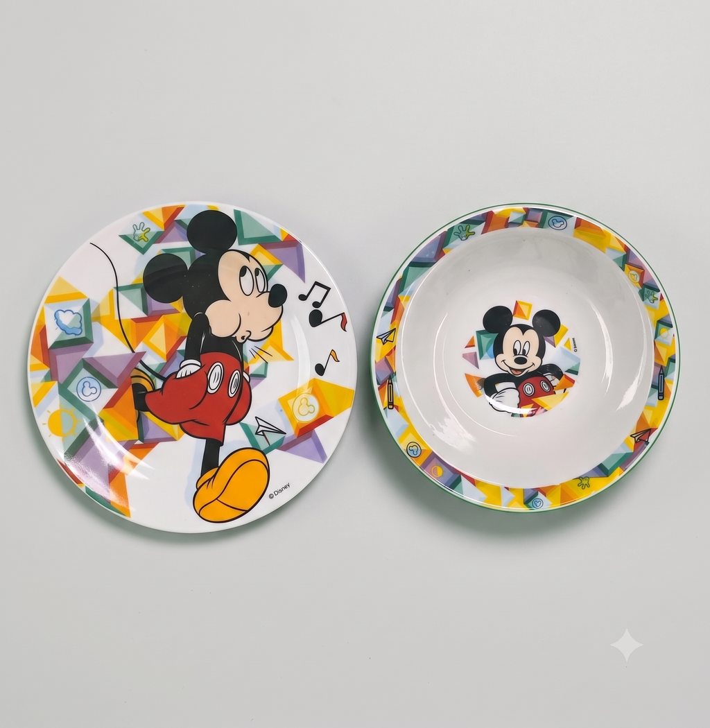 Disney Mickey Mouse – Set Vaisselle Enfant 3 Pièces Assiette Bol Tasse