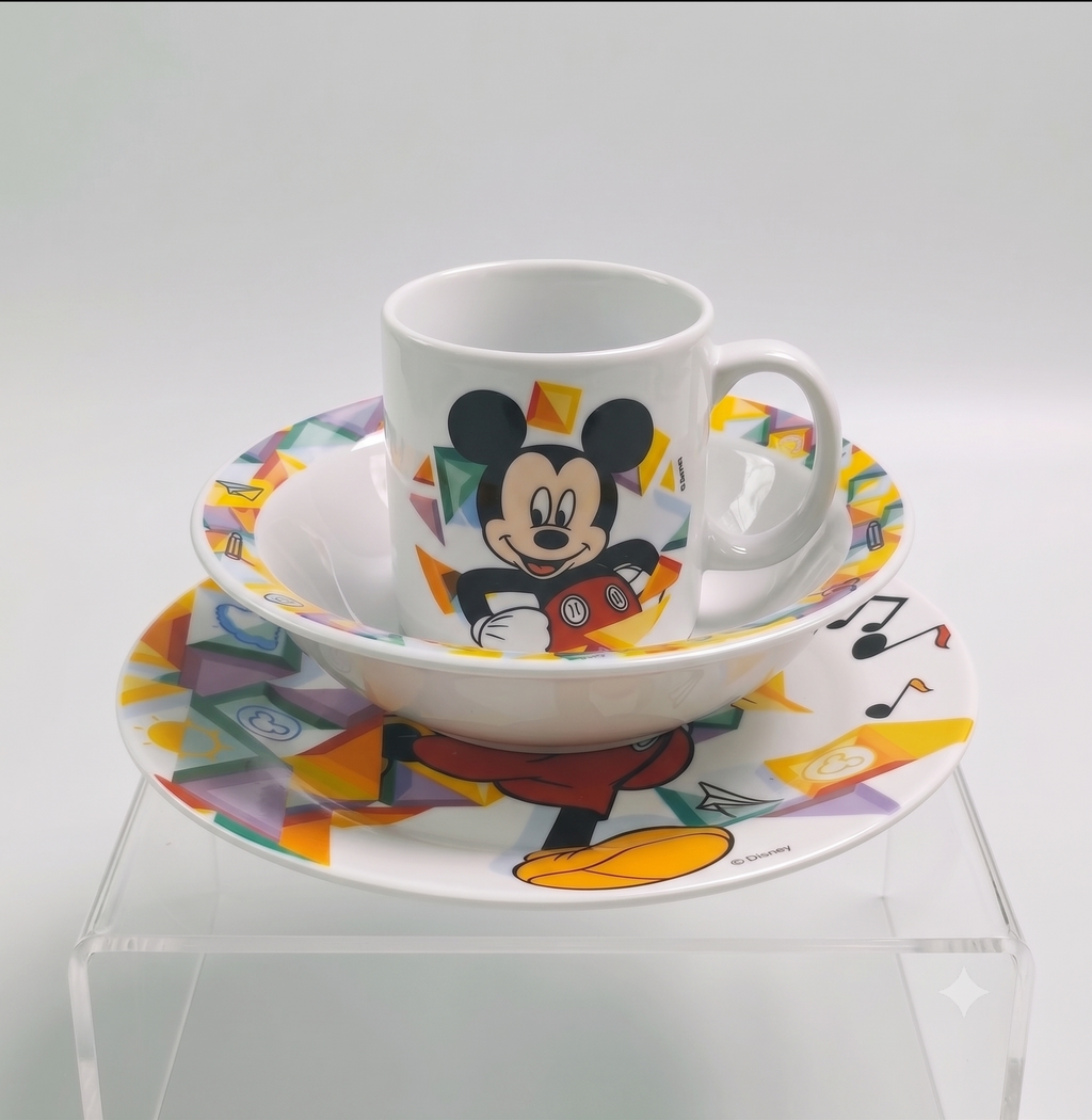 Disney Mickey Mouse – Set Vaisselle Enfant 3 Pièces Assiette Bol Tasse