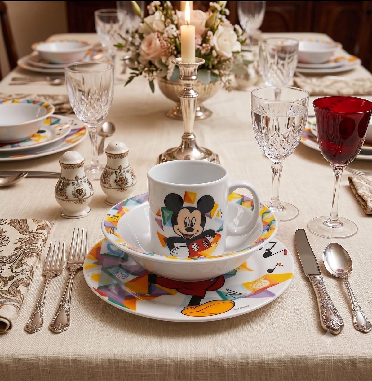 Disney Mickey Mouse – Set Vaisselle Enfant 3 Pièces Assiette Bol Tasse