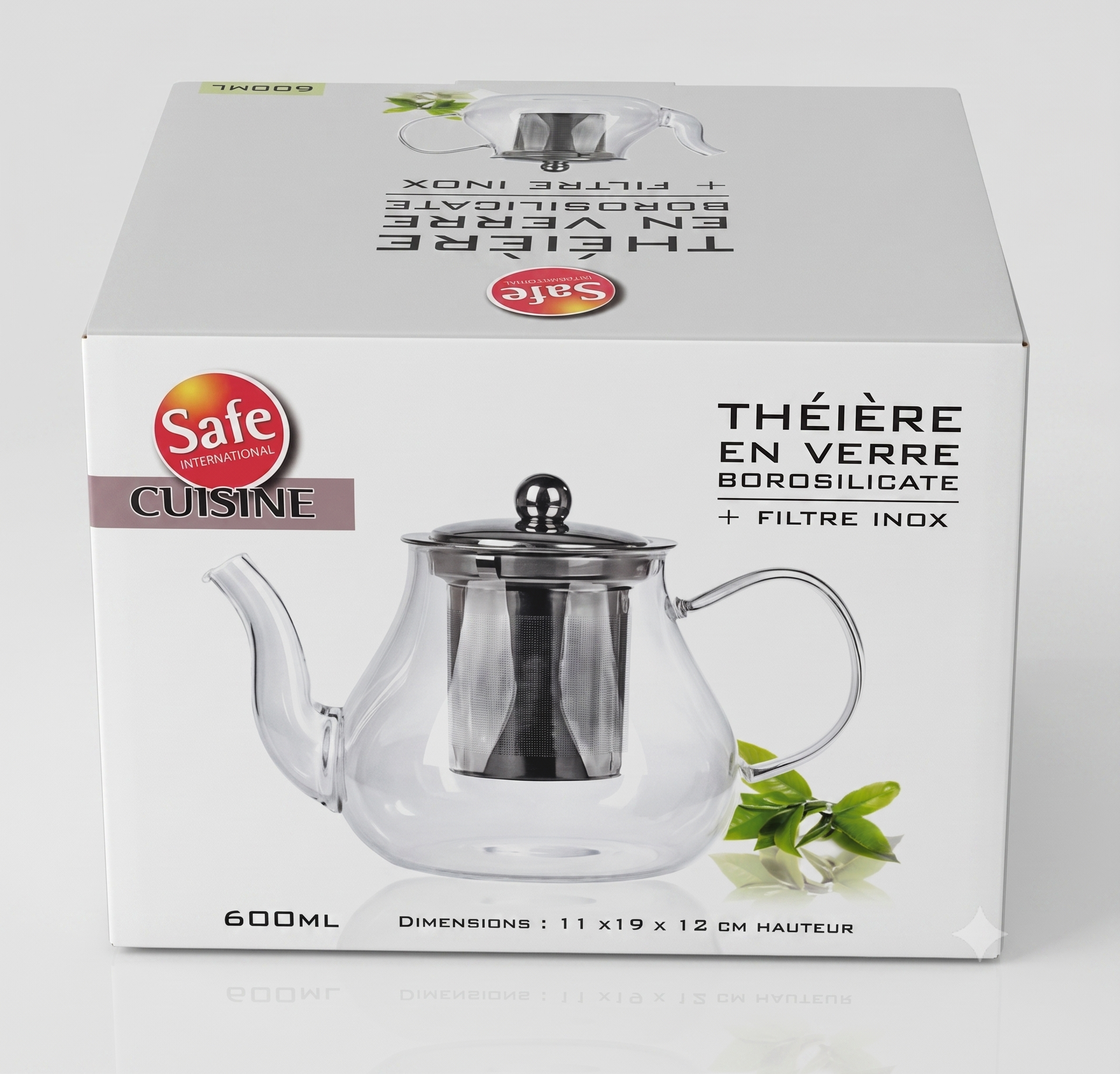 Théière en Verre Borosilicate + Filtre Inox 600ml