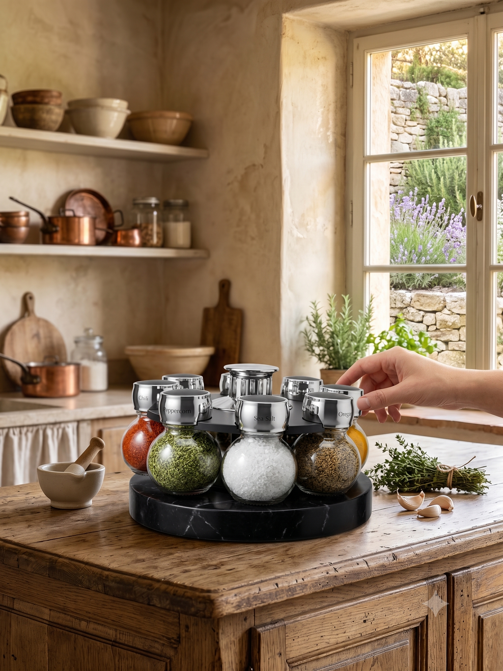 Carrousel à épices rotatif 8 pots, design pratique et élégant. Idéal pour organiser votre cuisine. Livraison rapide.