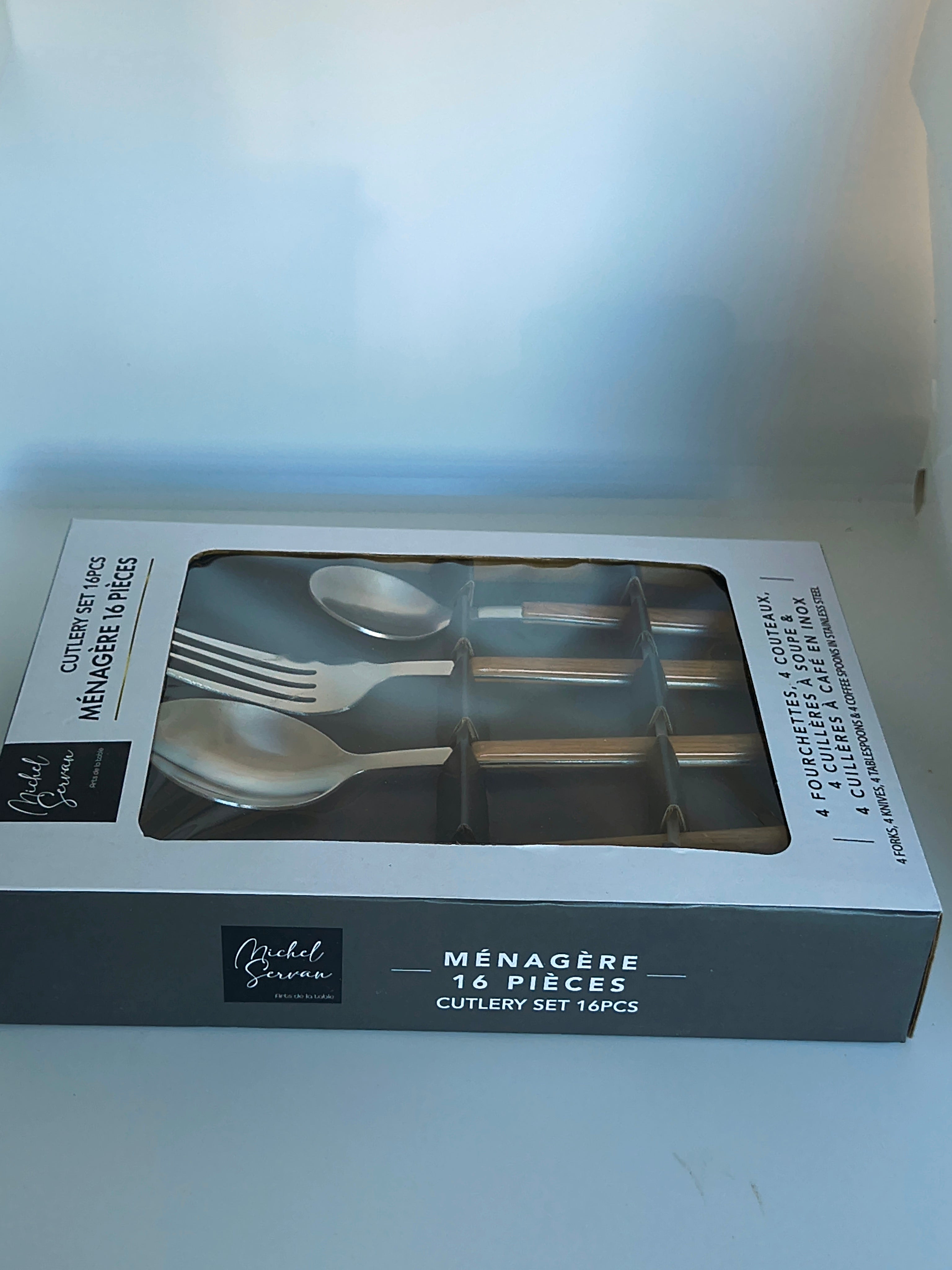 Ménagère 16 Pièces Michel Servan – Arts de la Table Inox Manches Bois