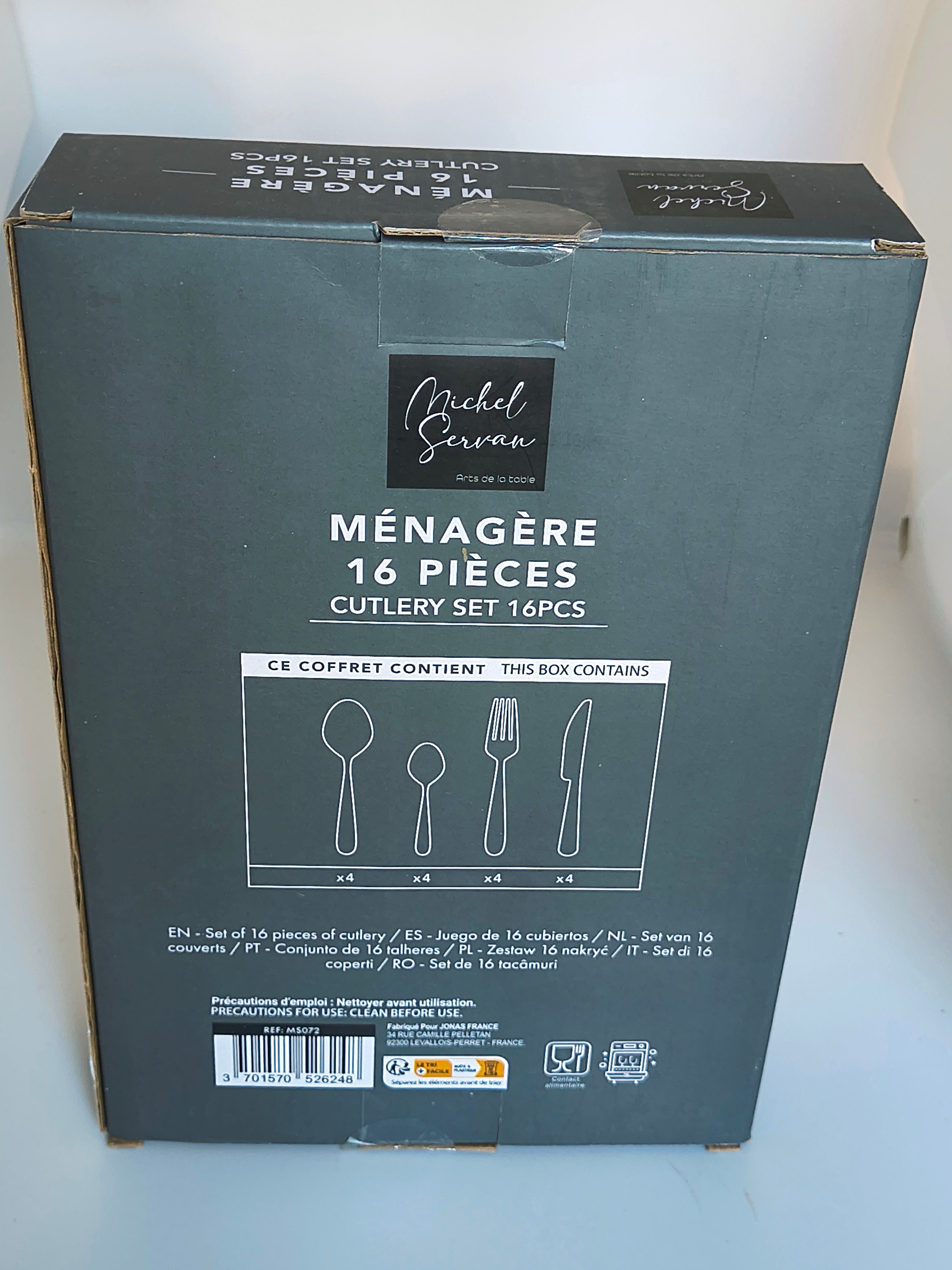 Ménagère 16 Pièces Michel Servan – Arts de la Table Inox Manches Bois