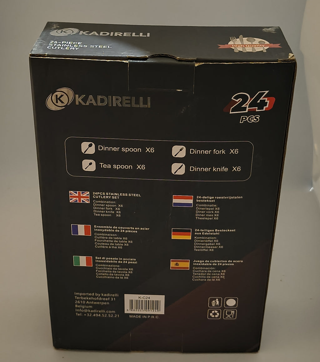 Set Couverts 24 Pièces Kadirelli – Stainless Steel Inox Haute Qualité