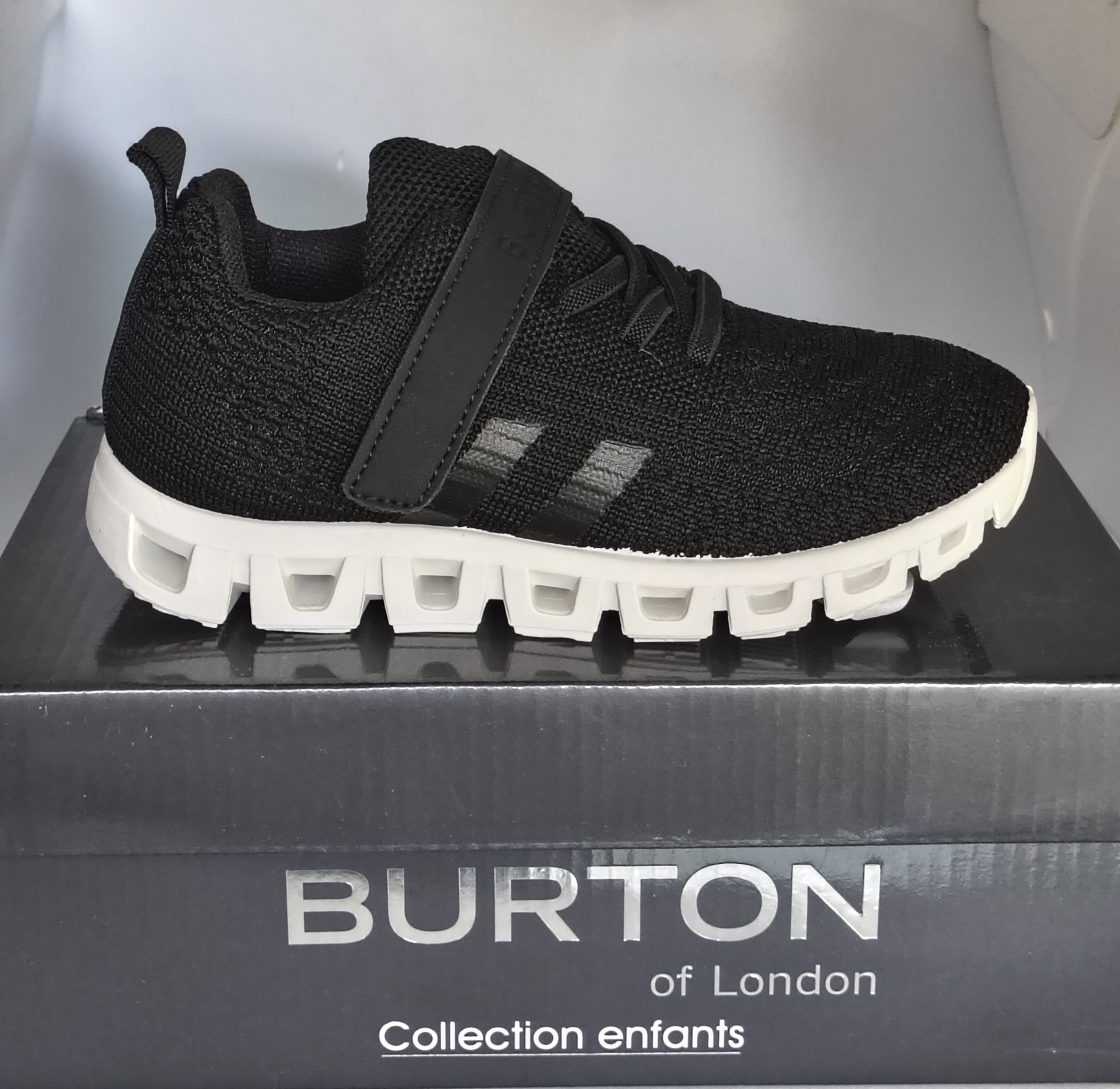 Sneaker Burton of London Enfant – Velcro & Lacets Mesh Noir Collection Enfants