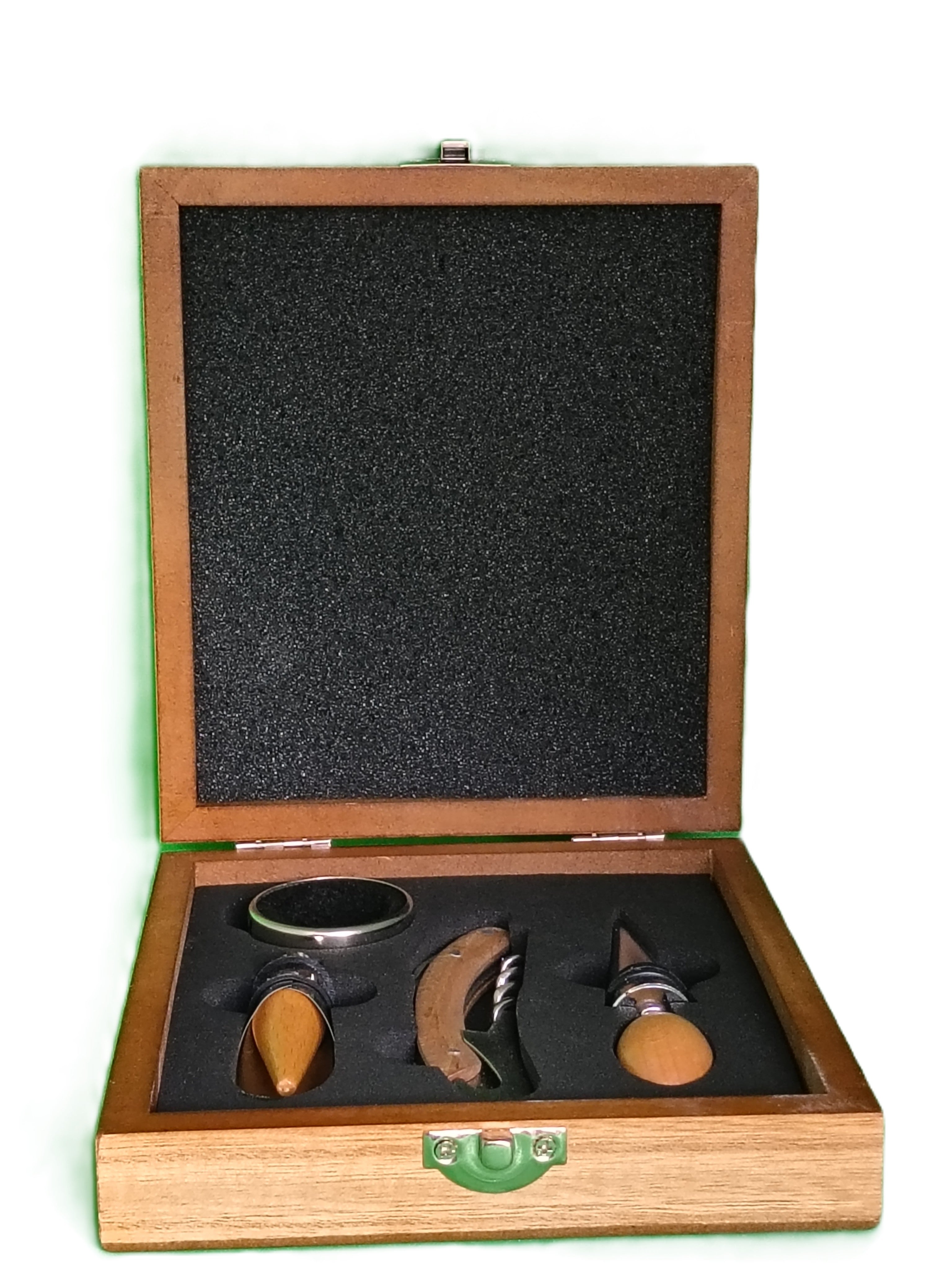Coffret Sommelier Secret de Gourmet – 4 Accessoires Œnologie Coffret Bois