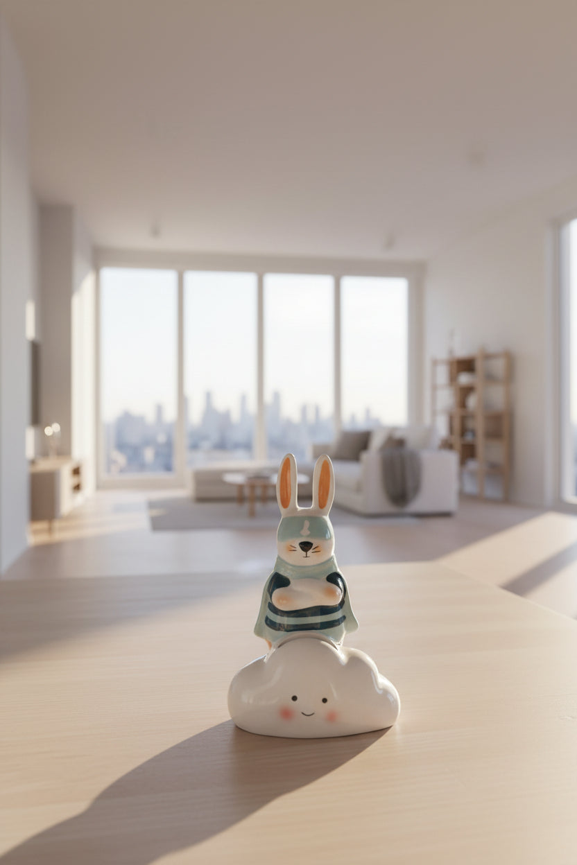 Figurine Céramique Lapin sur Nuage