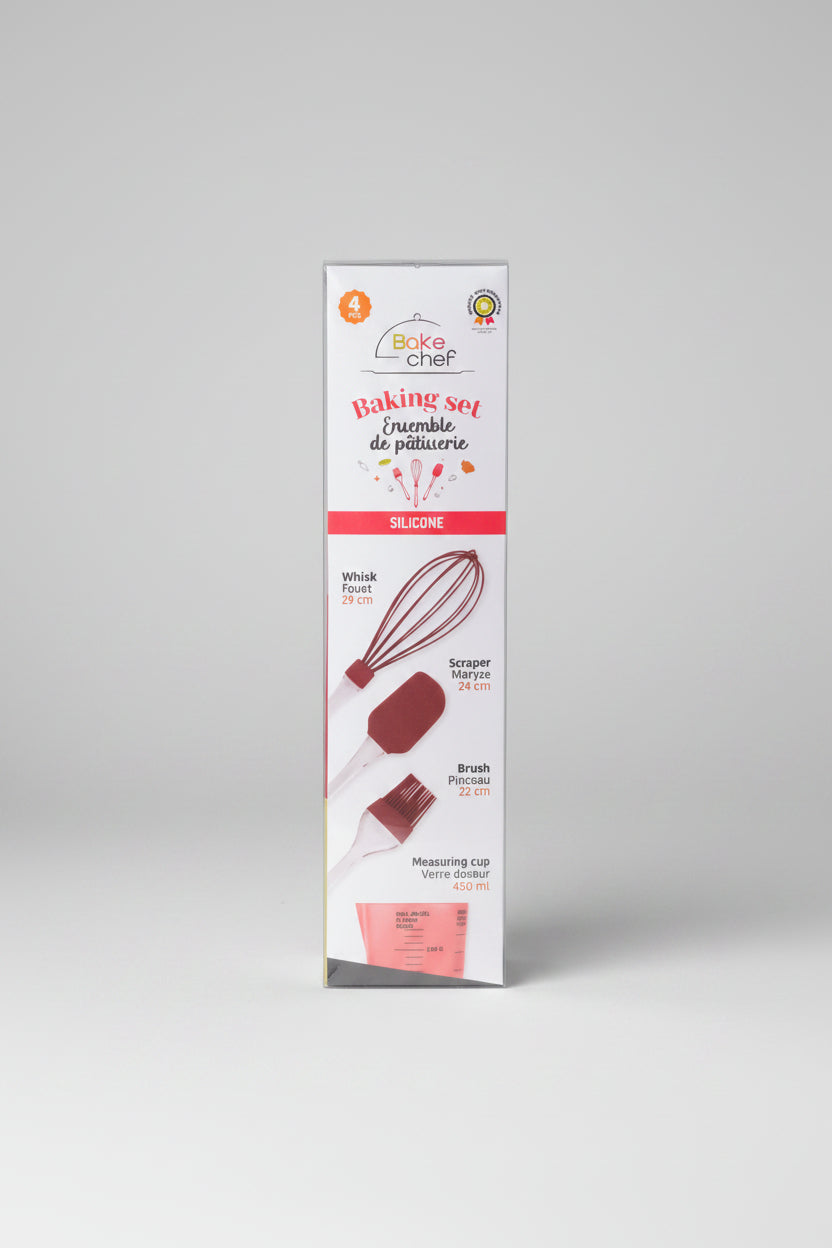 Set Pâtisserie Silicone 4 Pièces Yonas France – Fouet Spatule Pinceau Verre Doseur 450ml