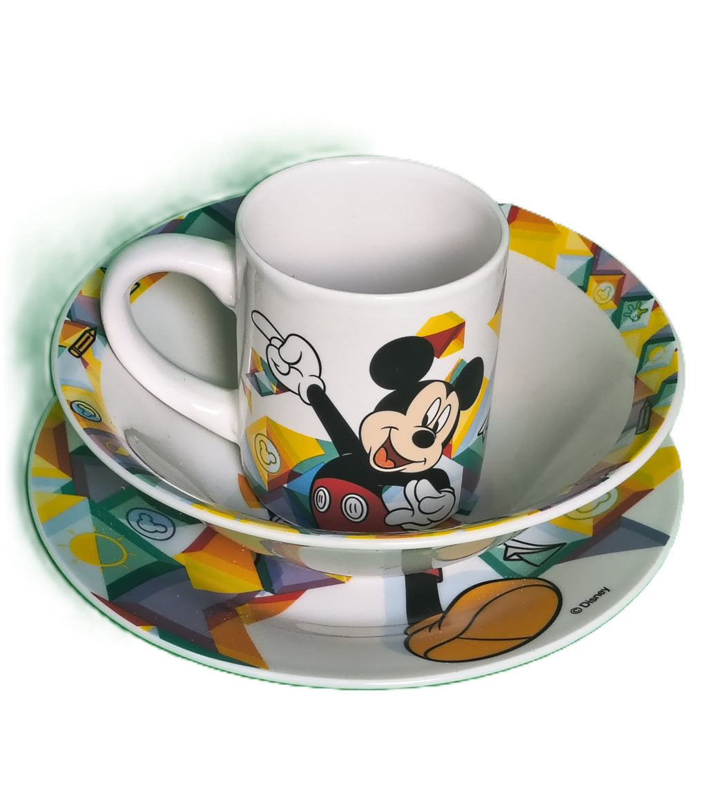 Set Vaisselle Mickey Mouse 3 Pièces – Assiette Bol Tasse Enfant Disney Officiel