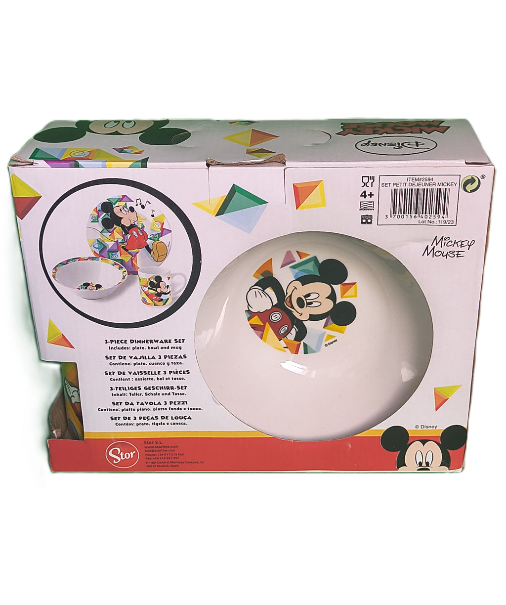 Set Vaisselle Mickey Mouse 3 Pièces – Assiette Bol Tasse Enfant Disney Officiel