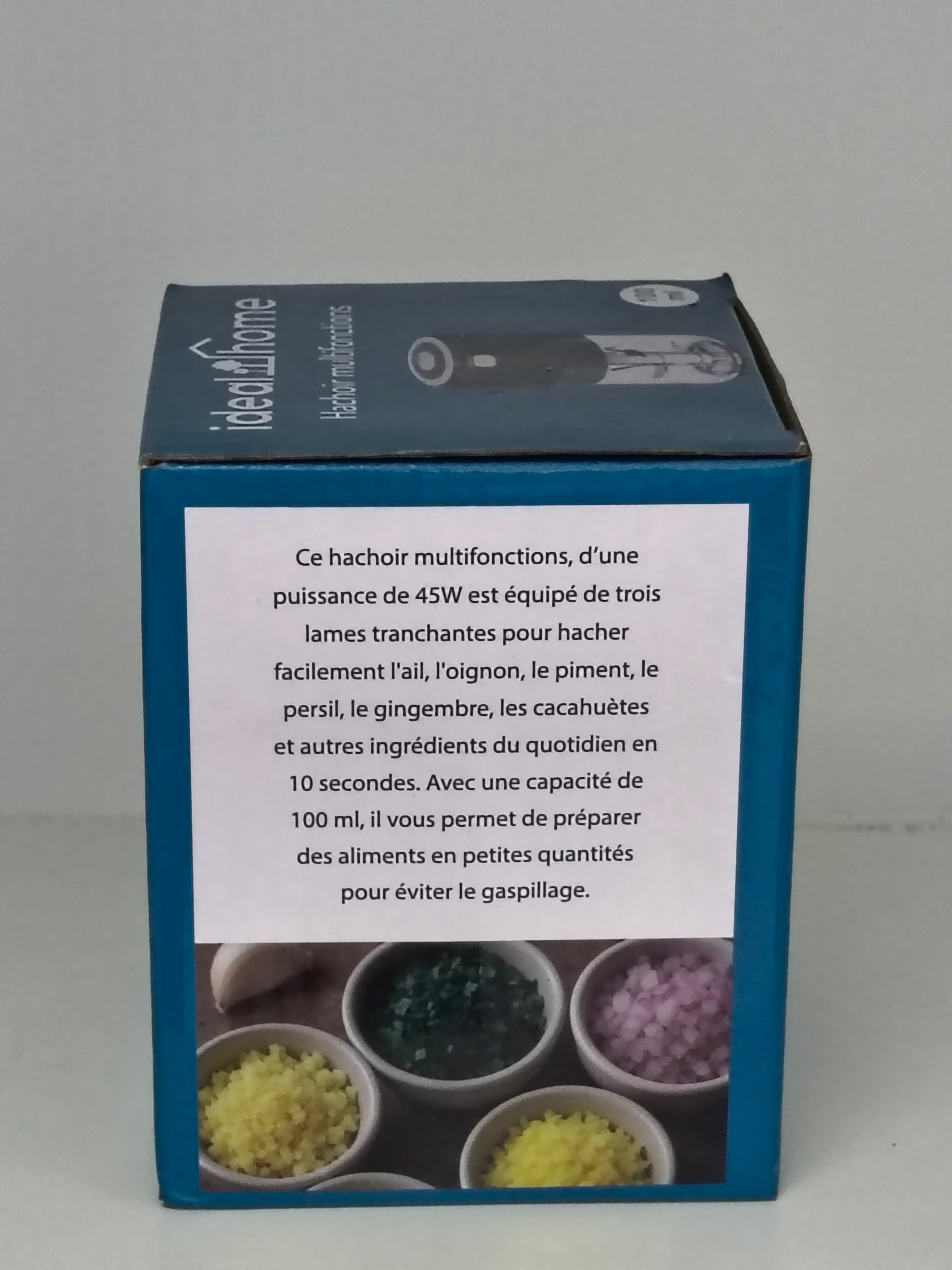 Hachoir Multifonctions Ideal Home USB 100ml + Coffret 5 Bols avec Couvercle Offert