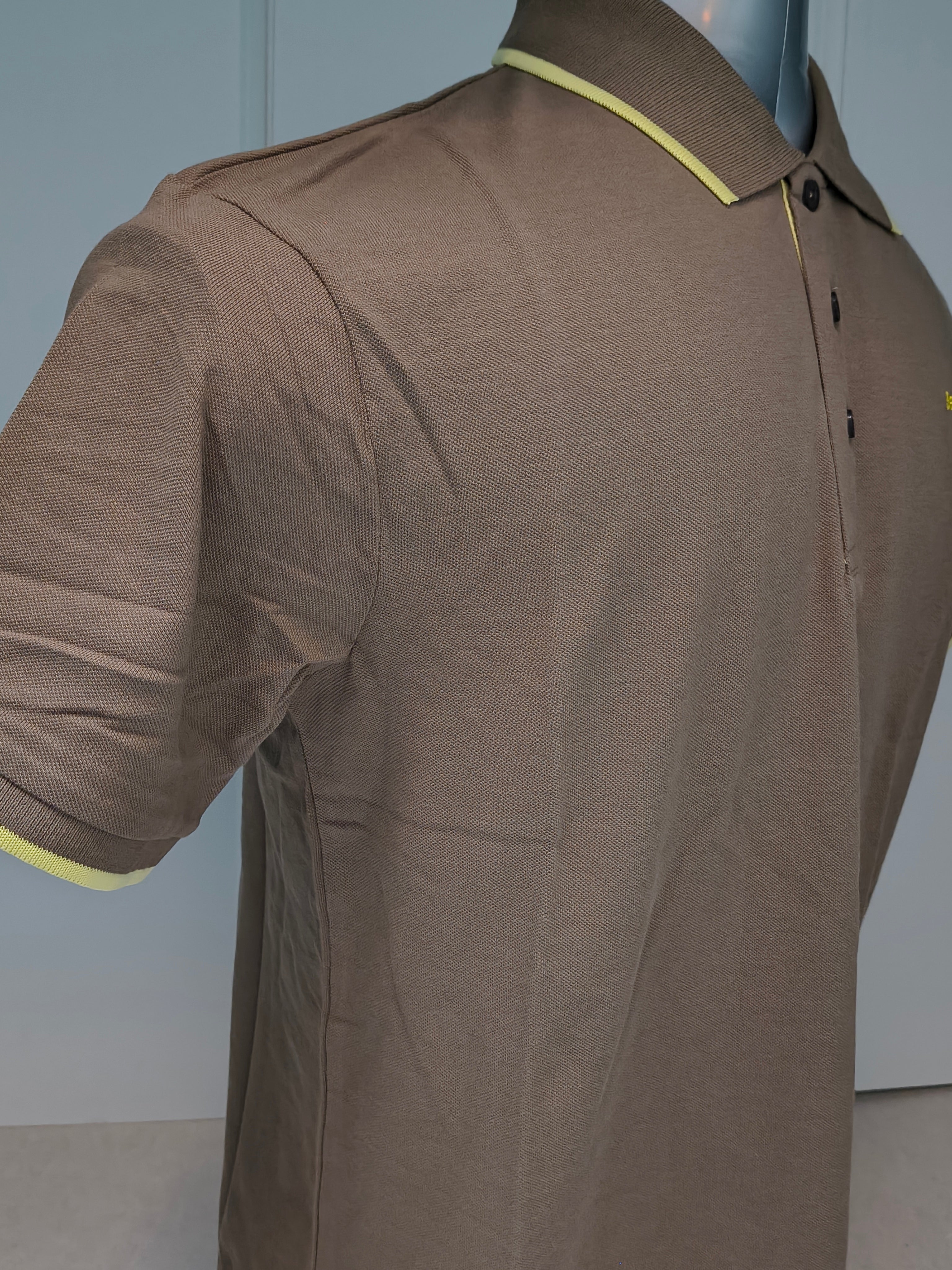 Taupe Polo Shirt with Yellow Trim by Best Mountain