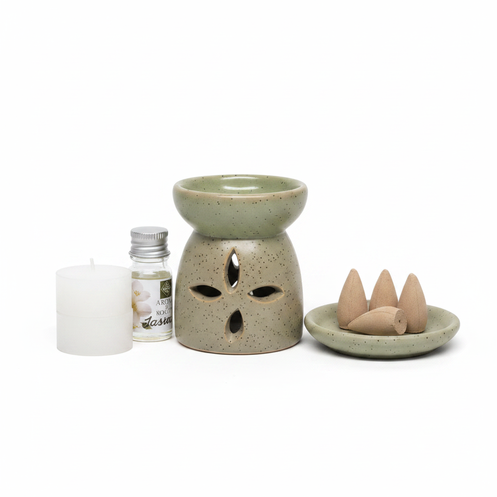 Coffret brûle-parfum Aroma Di Rogito fond blanc
