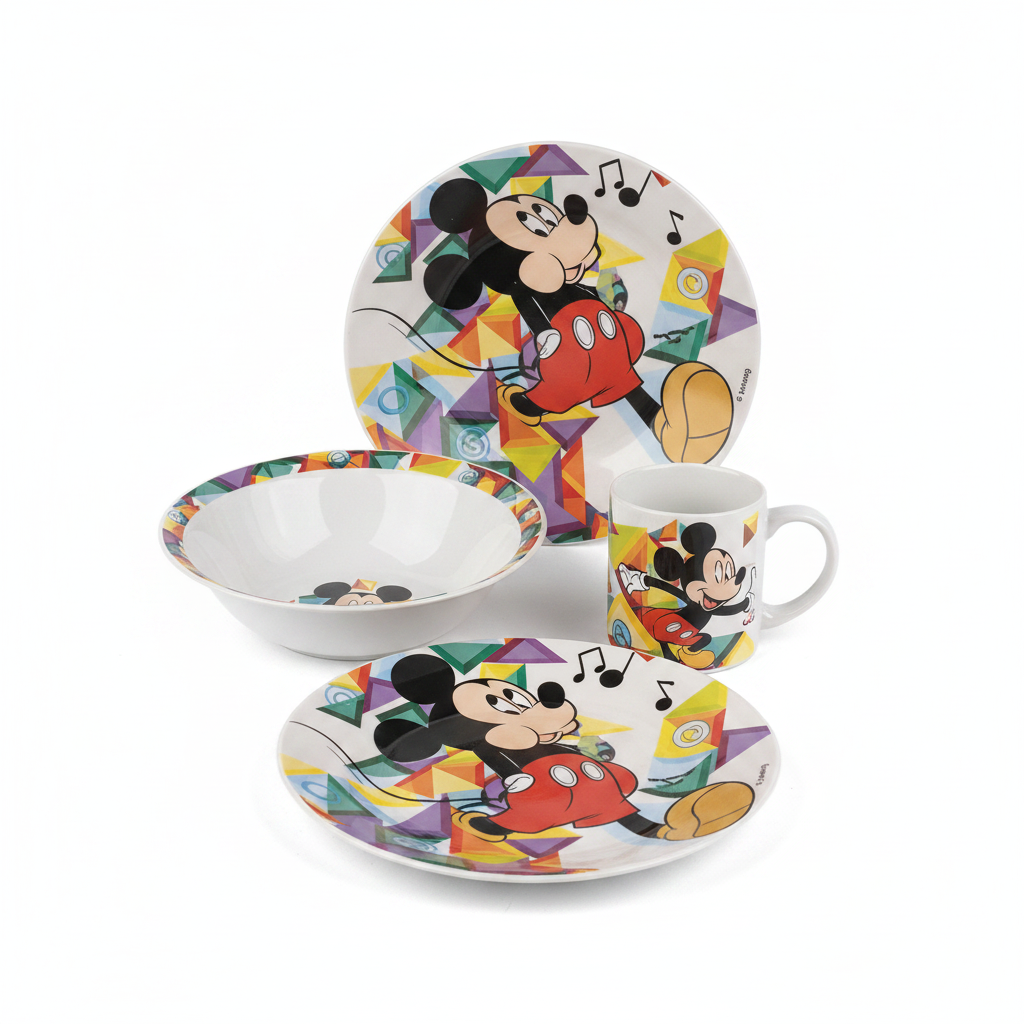 Set vaisselle Mickey Mouse 3 pièces fond blanc