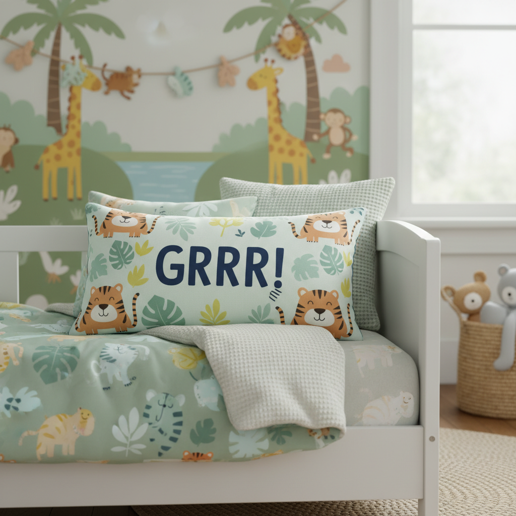 Coussin Tigres GRRR – Déco Chambre Enfant Jungle & Fun